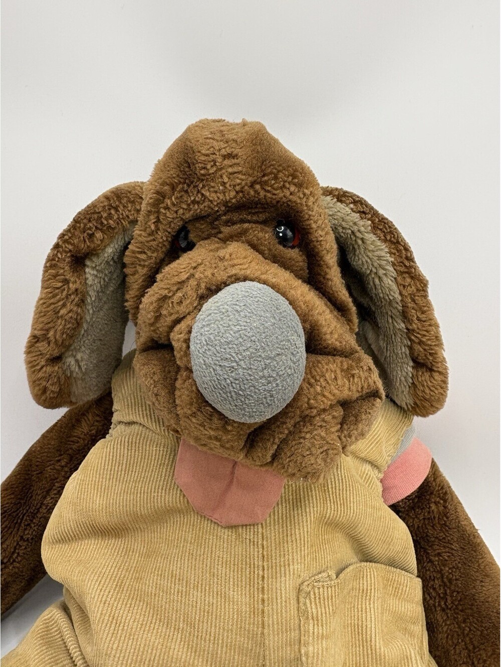 Ganz Brothers “Wrinkles” Brown Dog Puppet 7006466 Brown Corduroy Overalls Vtg 81 - Picture 6 of 6